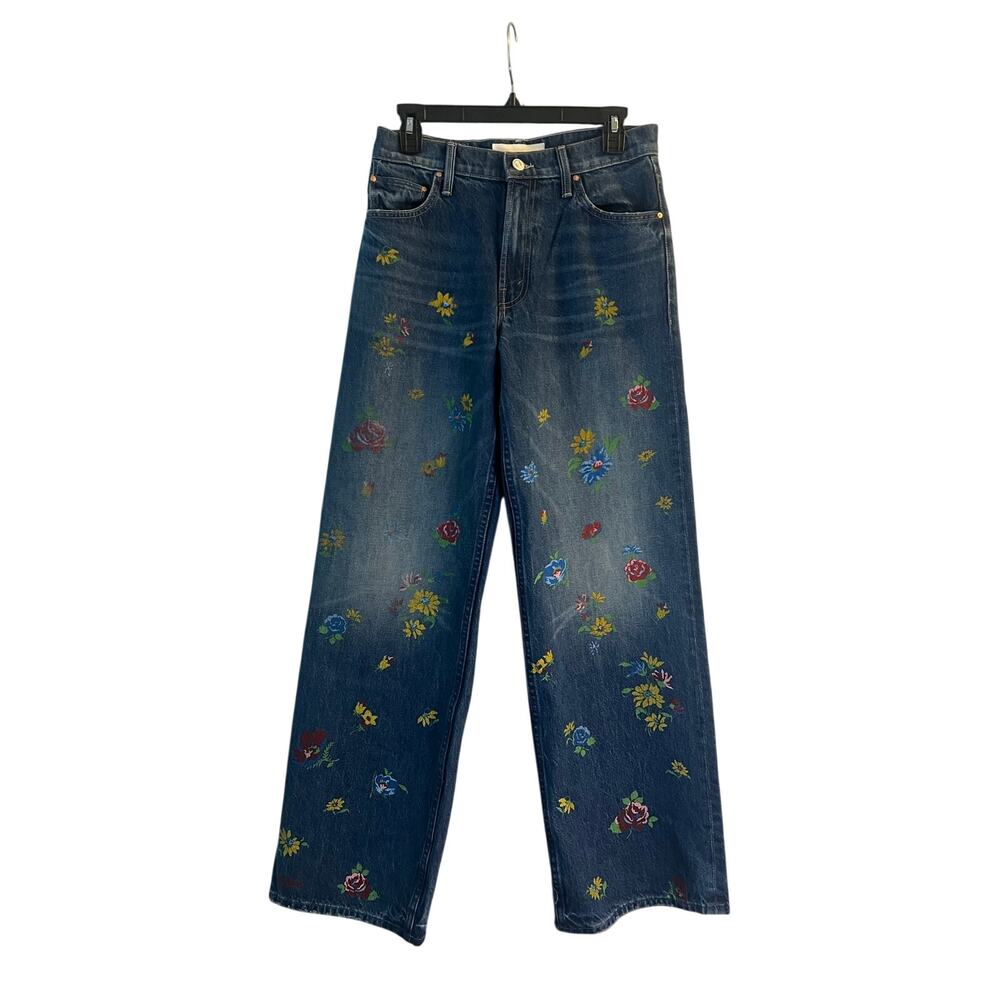 Mother Rerun Zip Sneak High-Rise Wide-Leg Jeans size 26 blue New - Picture 2 of 10